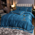 Manufacuter embroidery solid Washed silk bedding set